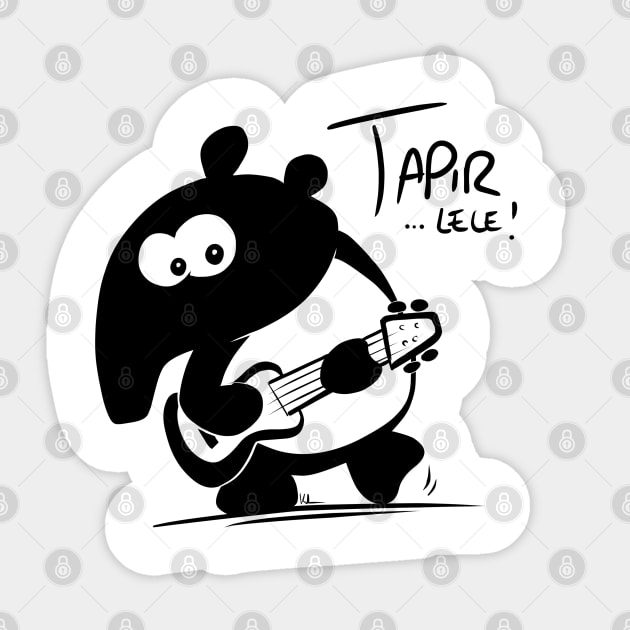 Tapir-lele Funny Cute Musical Hawaii Tapir with Ukulele Sticker by SkizzenMonster